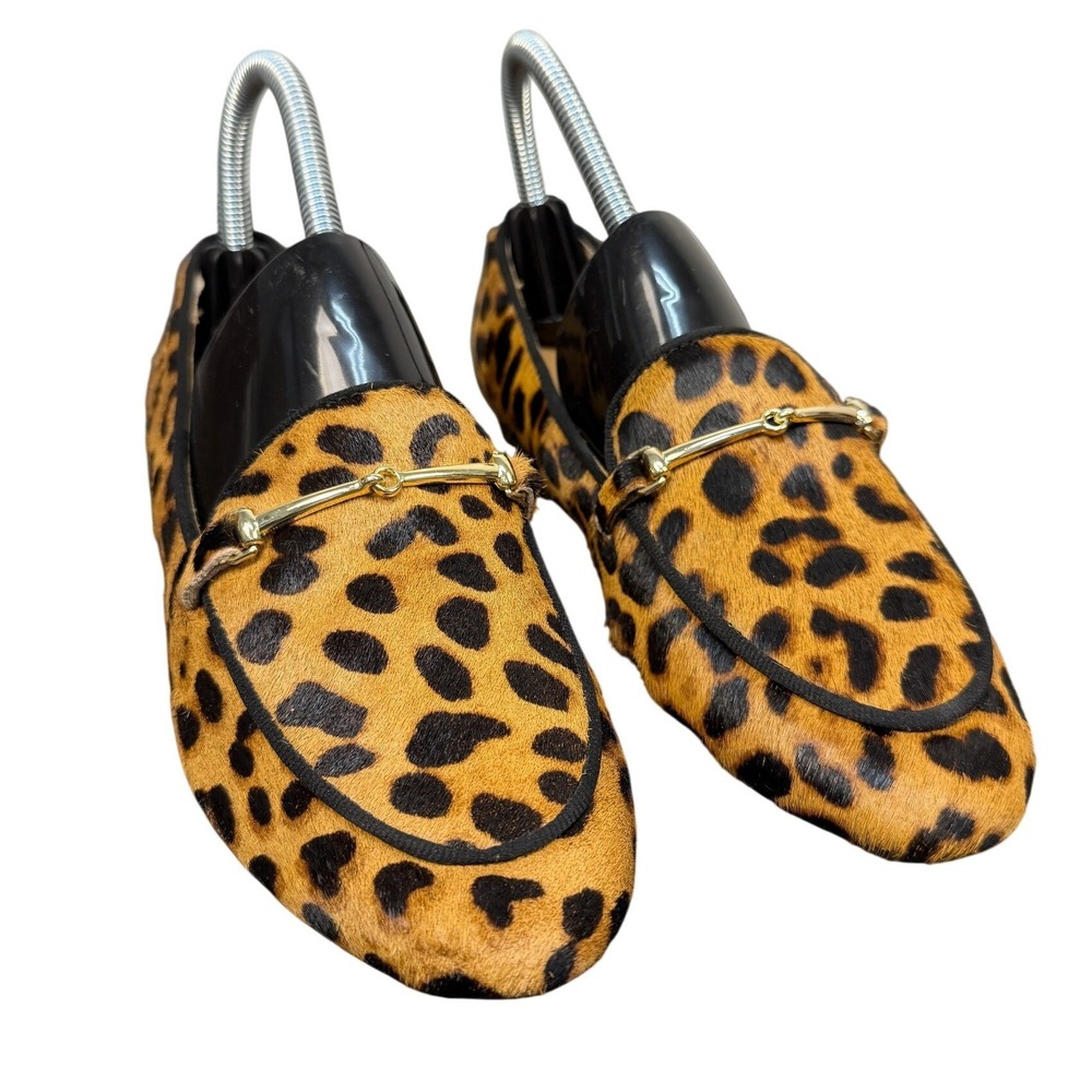 Rachel Zoe Axe Flats Leopard Calf Hair Bit Loafers Womens 7.5M Animal Print